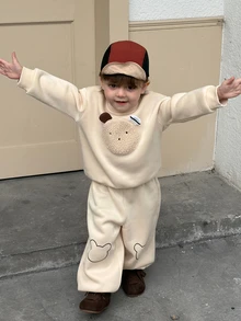 DAZY Infant (Boy) Round Neck Cartoon Long Sleeve Sweatshirt + Casual Long Pants 2 Pieces Set Sweatshirt Outfit - Apricot - View 7