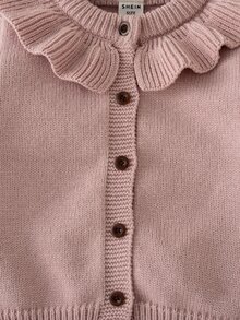 Áo cardigan em bé cổ tròn viền hoa, cổ tay và gấu áo bo gân đa năng, bền bỉ và giữ dáng - Bụi hồng - Xem 8