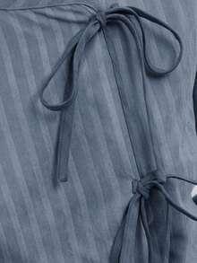 Nöista Piping Contrast Light Jacket With Ties - Dusty Blue - View 6