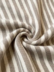 Cévolie Brown Striped Long Sleeve V-Neck Pullover Sweater Autumn - Coffee Brown - View 6