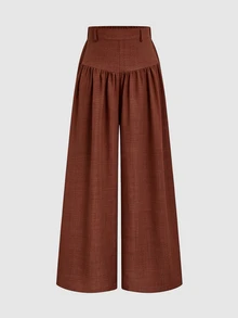 Elenzga French Style Hanging And Wide Leg Pants With Slimming Texture And Elegant Commuting Casual Women's Pants

﻿
﻿ - Rust Brown - View 4