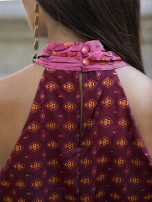 Nöista Women's All-Over Print Halter Neck Knot Detail Fashion Long Dress - Burnt Orange - View 7