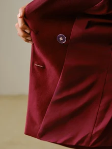 ZEYLAH Women's Elegant Embroidered Long Sleeve Blazer With Notch Lapel - Burgundy - View 8