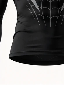 GymBeat Men's Spider Pattern Printed Long Sleeve Sports T-Shirt - Black - View 3