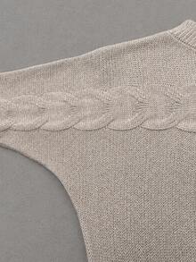 LUMIGAL Women's 2 Pieces Apricot Cable Knit Sweater Set, Winter Commuter Casual Relaxed Style - Apricot - View 5