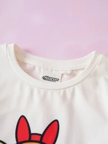 THE POWERPUFF GIRLS X SHEIN 女童卡通印花長袖上衣與長褲家居服套裝 - 粉色 - 查看 3