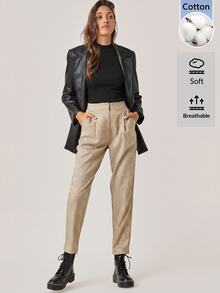 SHEIN BASICS 女款圓領短袖休閒百搭T恤 - 黑色 - 查看 3