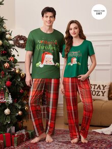 CoupledUp Hamburger Fries Print Short Sleeve Pants Men's Pajama Set Lounge Sleep Black Summer Cute - Multicolor - View 1