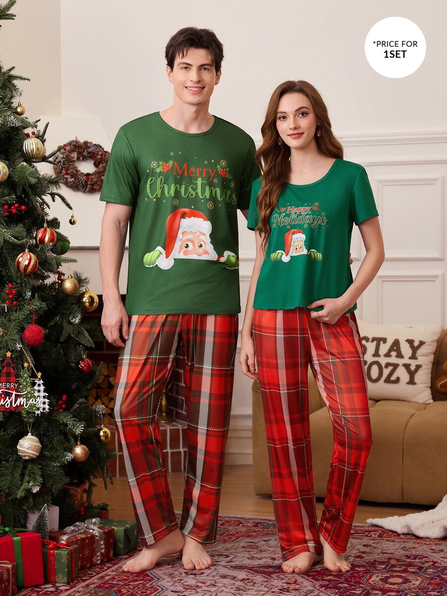 CoupledUp Hamburger Fries Print Short Sleeve Pants Men's Pajama Set Lounge Sleep Black Summer Cute - Multicolor - View 1