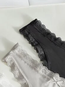 Lowkey Lull Women's Lace Patchwork Panties 3-Piece Set - Multicolor - View 4
