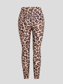 Young Girl Leopard Print Kids Bow Long Sleeve T-Shirt And Leopard Print Leggings Set - Multicolor - View 8
