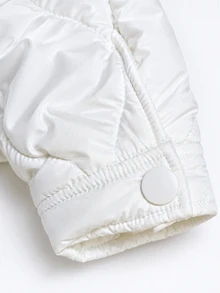 SHEIN BASICS Women's Solid Color Zipper Casual Versatile Winter Padded Coat - White - View 9