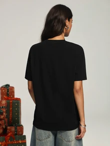 SCOOBY-DOO X SHEIN Men's Round Neck Short Sleeve Casual T-Shirt For Christmas - Black - View 2