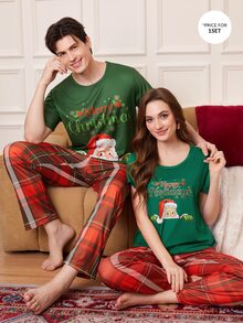 CoupledUp Hamburger Fries Print Short Sleeve Pants Men's Pajama Set Lounge Sleep Black Summer Cute - Multicolor - View 7