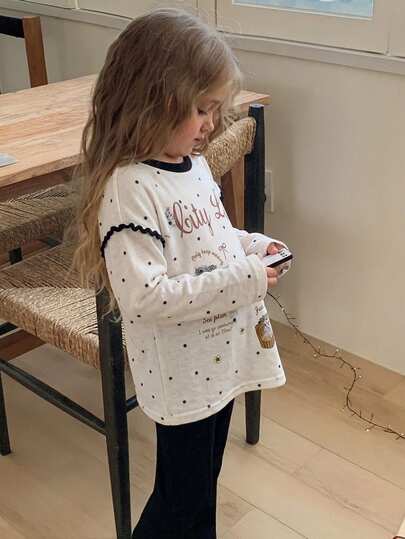 Hapijoa تي شيرت بأكمام طويلة بطبعة كرتونية لطيفة للفتيات الصغيرات