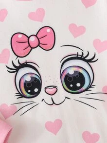 SHEIN 女嬰可愛卡通印花長袖上衣與內搭褲 4 件套居家休閒服 - 彩色 - 查看 4