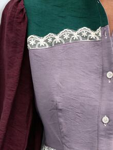 Nöista Color Block Blouse With Lace Detail - Dark Green - View 10
