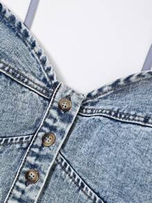 GlowEve Plus Size Women's Fashion Button Denim Top - Light Wash - View 7