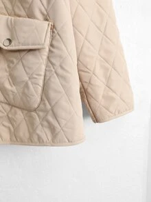 Linhara Plus Size Hooded Long Sleeve Thermal Lined Padded Coat, Autumn/Winter - Apricot - View 9