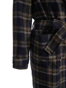 Trelyra European And American Style Autumn/Winter New Fashion Versatile Plaid Decor Lapel Loose Tie Elegant Commute Design Overcoat - Multicolor - View 7