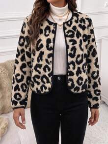 SHEIN Clasi Women's Fashion Leopard Print Button Long Sleeve Jacket Vintage - Multicolor - View 8