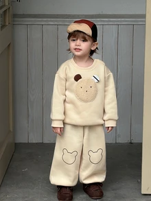 DAZY Infant (Boy) Round Neck Cartoon Long Sleeve Sweatshirt + Casual Long Pants 2 Pieces Set Sweatshirt Outfit - Apricot - View 8
