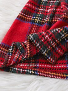 SHEIN Baby Girl Woven Plaid Lapel Ruffle Trim Casual Long Autumn Overcoat - Multicolor - View 8