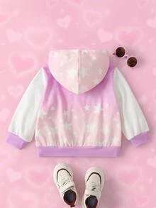 THE POWERPUFF GIRLS X SHEIN هودي بسحاب مطبوع برسومات كرتونية للفتيات الصغيرات - وردي - مشاهدة 3