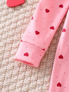 Baby Girl Pink Cute Long Sleeve Long Leg Fitted Romper Loungewear - Pink - View 8