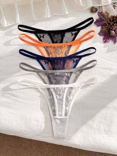 PetitDoll Women's Lace Bow Decor Sexy Everyday Thong Panties