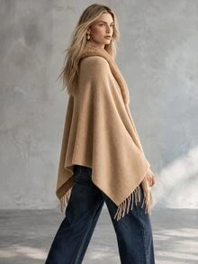 Trelyra Women's Plush Patchwork Casual Versatile Daily Wear Cardigan - Camel - View 9