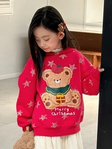 DAZY Tween Girl Cute Letter Print Long Sleeve Sweatshirt Sweatshirt - Red - View 6