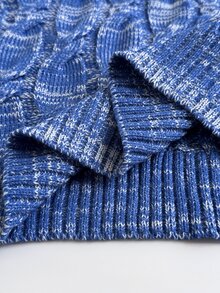 Maweii Plus Size Women's High Neck Button Asymmetrical Colorblock Long Sleeve Pullover Sweater, Suitable For Daily Wear And Holiday Outfits - Blue and White - View 8