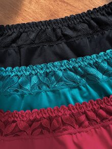 Divavoom 1pc Sexy Lace Patchwork Fabric Comfortable Mid-Waist Plus Size Women's Thong Panty - Multicolor - View 4