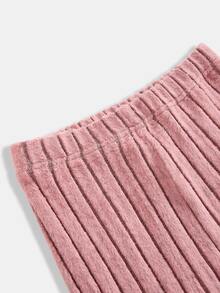 Tween Girl Tween Girl Casual Drop Shoulder Dream Ribbed Letter Embroidery Knit Pullover And Leggings, Pink Set, Autumn Winter Christmas - Pink - View 5