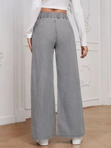 EMERY ROSE Plus Size Women's Casual Comfortable Light Gray Non-Stretch Denim Jeans - Light Grey - View 2