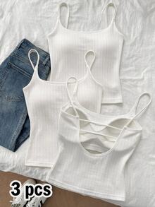 Tseoso 3PCS Women Tank Tops & Camis - White - View 5
