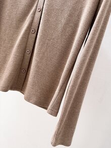 Rusticease Solid Color Casual Daily Wear Top For Middle-Aged And Elderly Women - Khaki - View 3