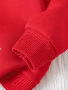 SHEIN Young Boy Casual Comfortable Versatile Cute Football Print Pattern Crew Neck Sweatshirt - Red - View 6