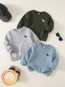 買2送1，小男孩，小男孩3件組秋冬休閒百搭恐龍Logo圓領衛衣多件套裝 - 彩色 - 查看 6