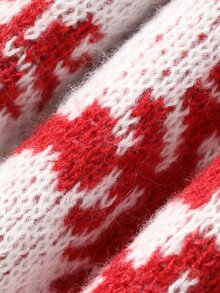 DAZY Women's V-Neck Pullover Snowflake Pattern Pom Pom Decor Casual Christmas Sweater - Beige - View 9