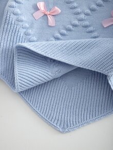 Sweater Lengan Panjang Motif Pita Jacquard Manis untuk Anak Perempuan Remaja - Biru - View 10