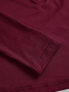SHEIN EZwear 休閒極簡風黑白酒紅三色針織多件套大尺碼女款開領長袖T恤套衫，適合秋冬 - 彩色 - 查看 5