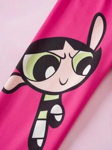 THE POWERPUFF GIRLS X SHEIN 女童圓領長袖運動衫與長褲套裝 - 彩色 - 查看 9
