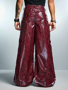 ROMWE MEN Street Life Plus Size Men's Casual Versatile Everyday Travel Pants - Burgundy - View 3