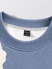 HypeHours Men's Letter Print Colorblock Long Sleeve Crew Neck Sweatshirt - Multicolor - View 3