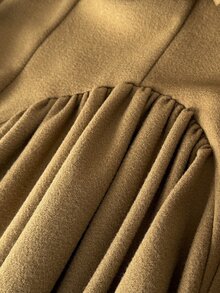 Viva Relle Plus Size Women's French Casual Sexy Vintage Elegant Ruched Waist Wool Long Coat Slimming Fit Commute Date Office Formal Evening Fall Olive Green - Olive Green - View 8