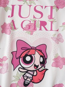 THE POWERPUFF GIRLS X SHEIN Tween Girl Cartoon Print Long Sleeve Top And Pants Loungewear Set - Multicolor - View 5
