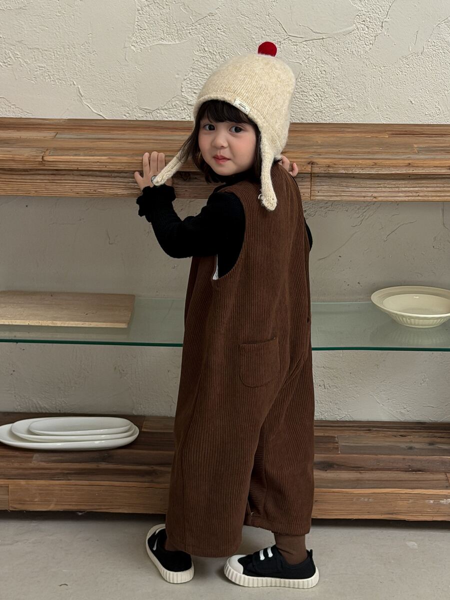 DAZY Baby Girl Solid Color Button Front Casual Sleeveless Romper - Coffee Brown - View 1