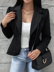 Holdful Holdful Women's Solid Color Casual Versatile Daily Long Sleeve Jacket - Black - View 4